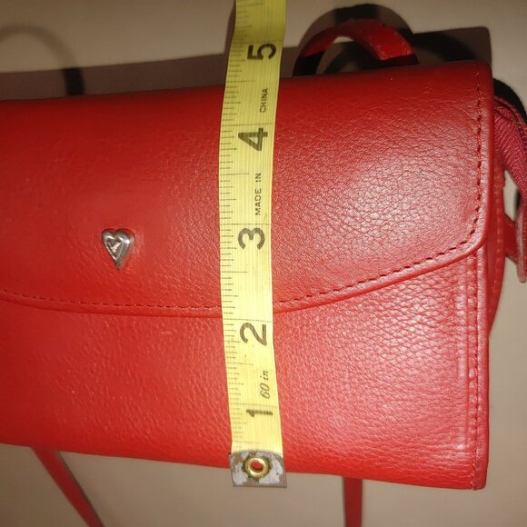 Brighton Retired Lipstick Red Leather Purse Crossbody Organizer Embellishment - Picture 7 of 16